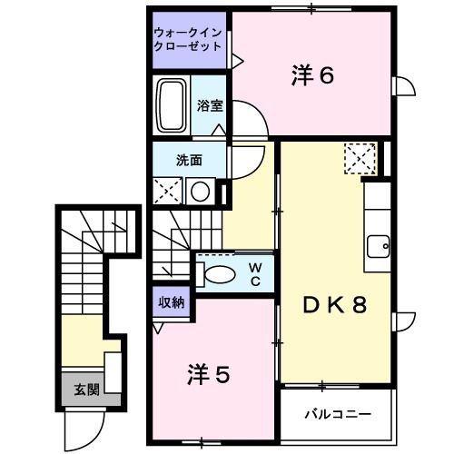 ルラルI(2DK/2階)の間取り写真