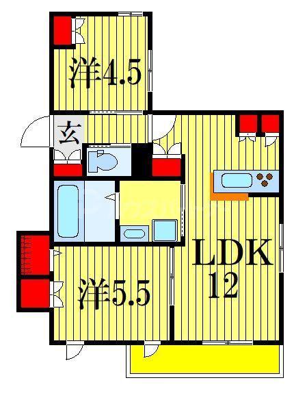 MAISON・MK(2LDK/1階)の間取り写真