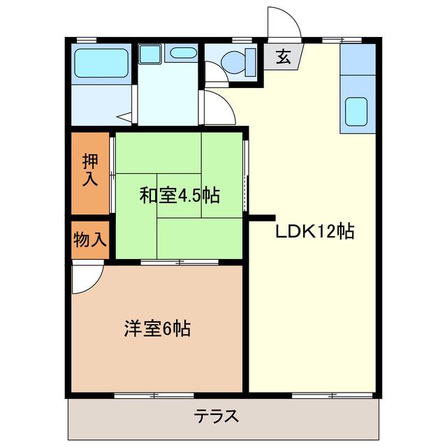 CEREZOB棟(2LDK/1階)の間取り写真