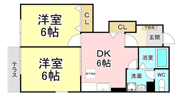 サンヒルズ長野 II(2DK/1階)の間取り写真