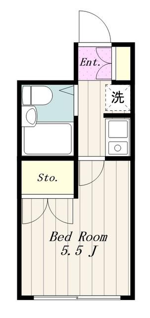 フラット相模(1K/2階)の間取り写真