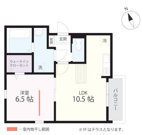 クワイエットクラブハウストゥギャザー和田町(1LDK/1階)の間取り写真