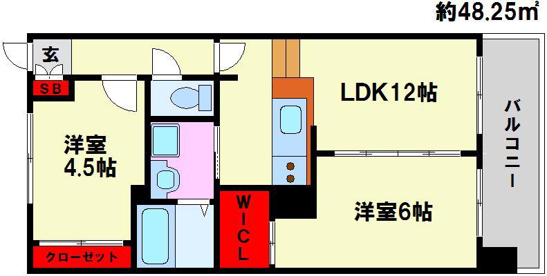 KDX清水レジデンス(2LDK/7階)の間取り写真
