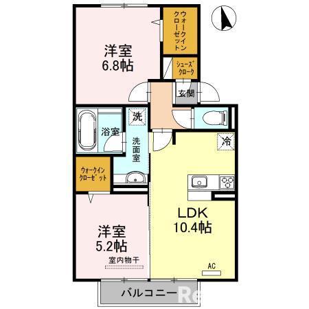 プレミアム弐番館(2LDK/2階)の間取り写真