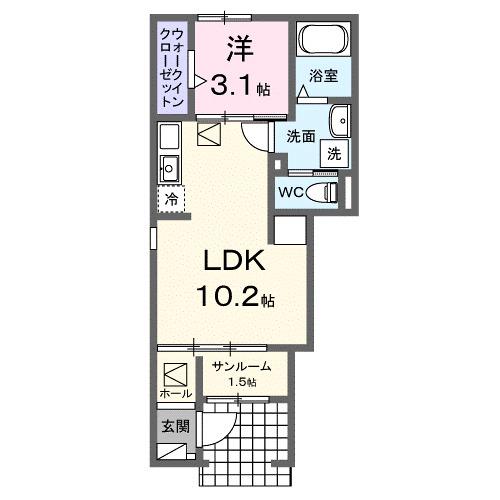 ヴィオラ マーレ(1LDK/1階)の間取り写真
