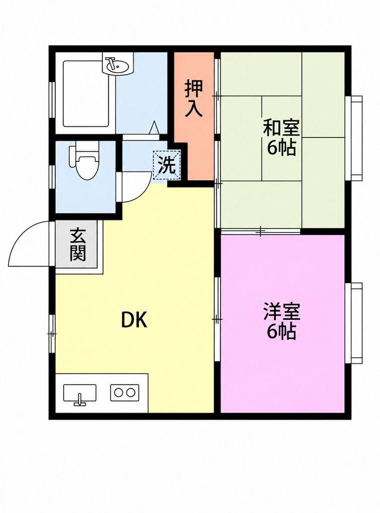 グリーンハイツT(2DK/2階)の間取り写真