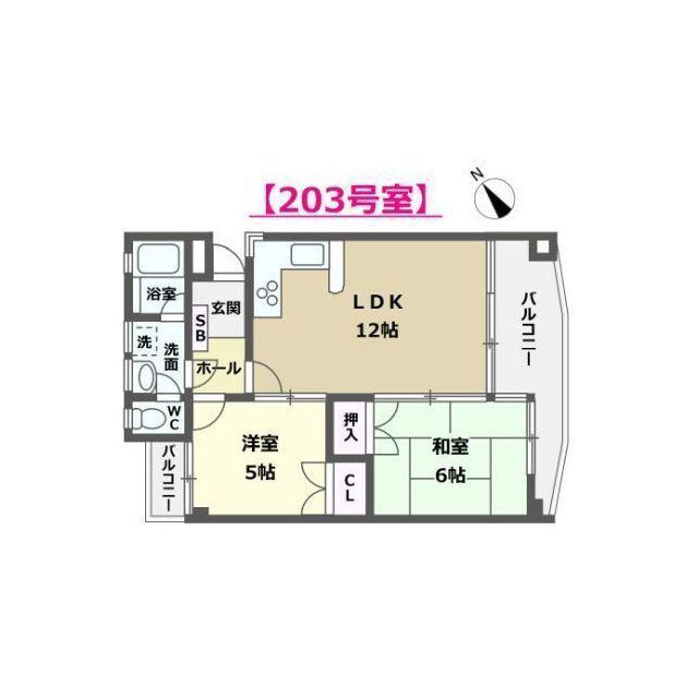 ラストラス泉野(2LDK/2階)の間取り写真