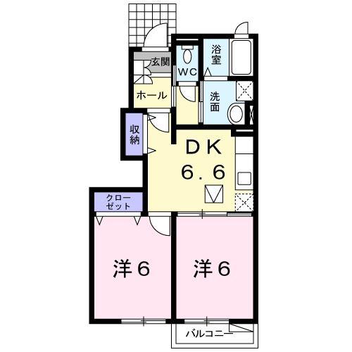 メゾンラルゴC(2DK/1階)の間取り写真