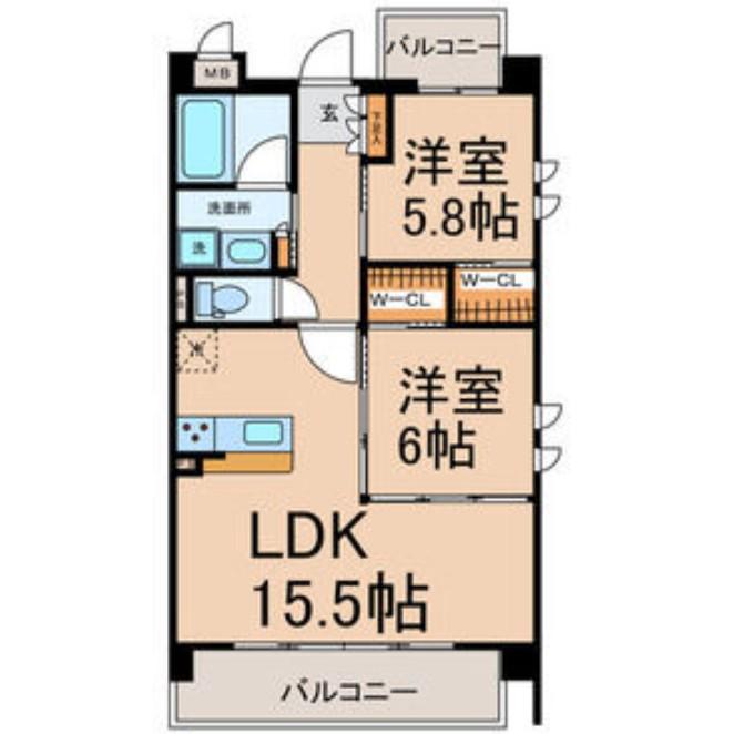 URBAN GREY 2ND(2LDK/2階)の間取り写真