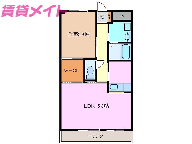 ハイツMIII(1LDK/2階)の間取り写真