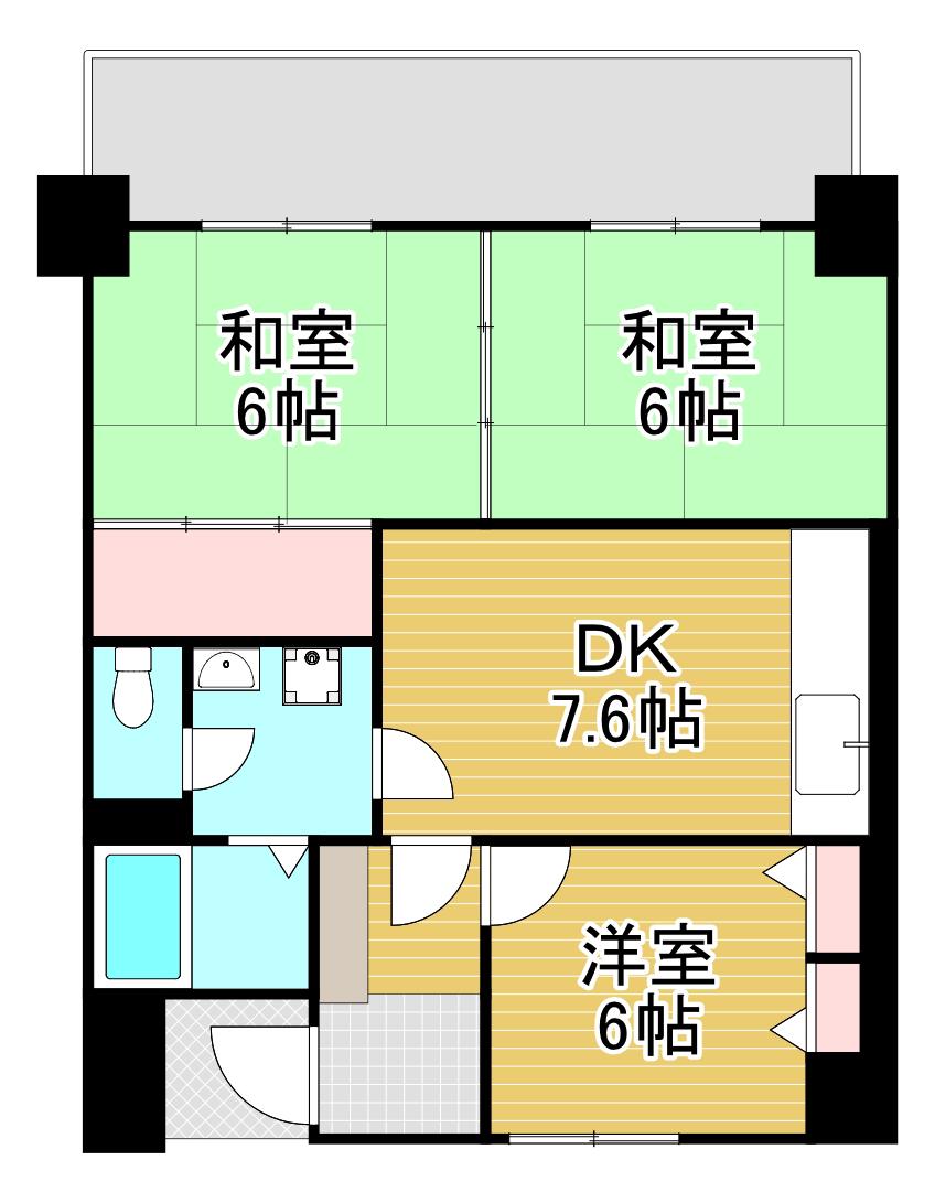 足立興産ビル(3LDK/6階)の間取り写真