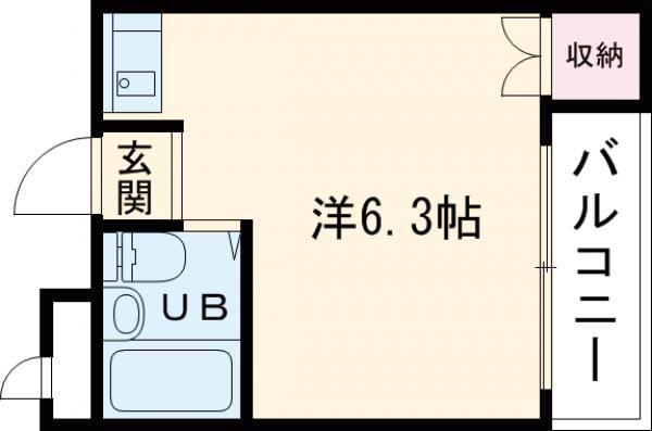 ハイツ日岡(ワンルーム/4階)の間取り写真