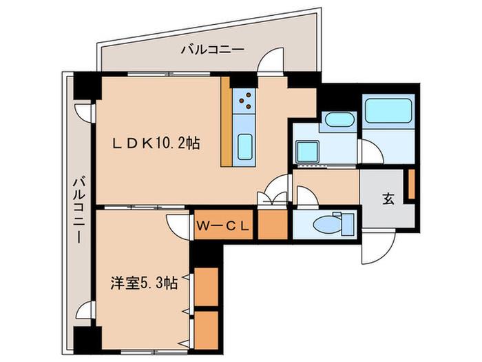 市谷仲之町ヒルズウイング(1LDK/3階)の間取り写真