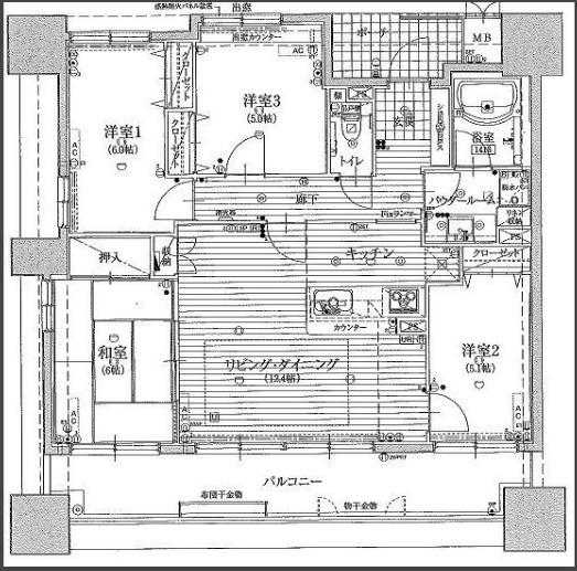 Mシティ西口プラザ(4LDK/12階)の間取り写真