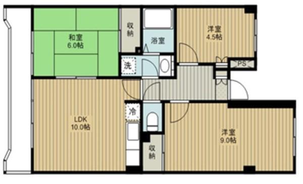 ビューラー千間台(3LDK/1階)の間取り写真