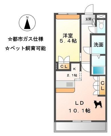 メゾングレース楠(1LDK/2階)の間取り写真