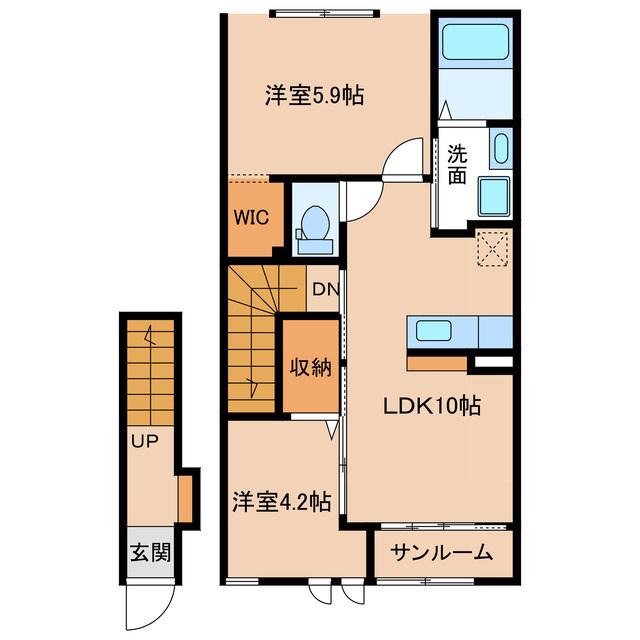 スターテラス(2LDK/2階)の間取り写真
