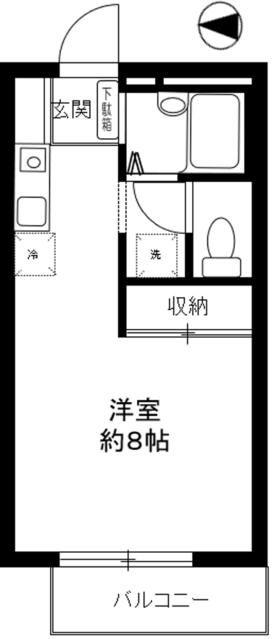 ヴェッセル飛鳥山(ワンルーム/1階)の間取り写真
