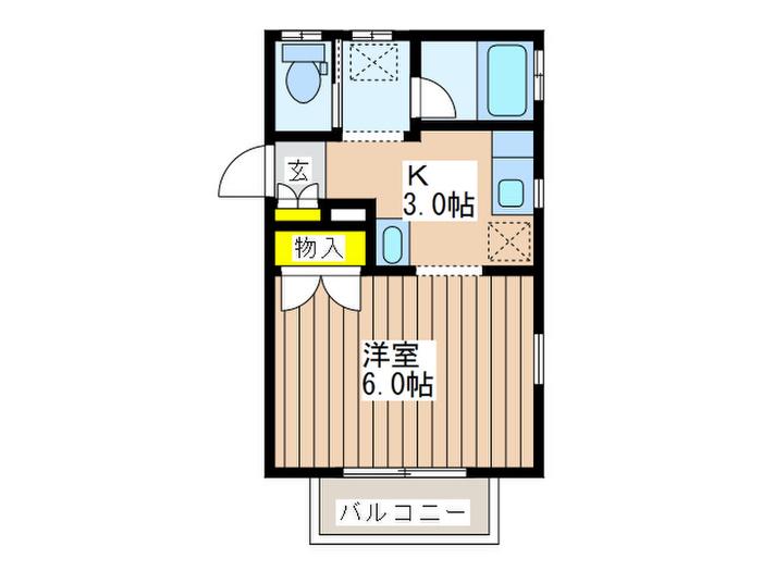 ノーブル小金井(1K/2階)の間取り写真