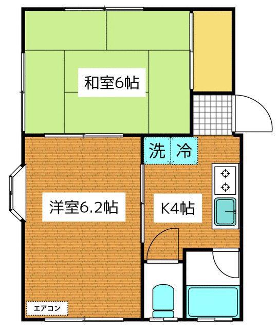 サンシティー市川(2K/2階)の間取り写真
