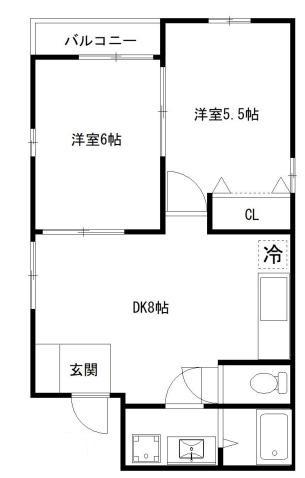 BELLTREE板宿ウエスト(2DK/2階)の間取り写真