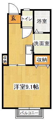 フォレスト南関B(1K/1階)の間取り写真