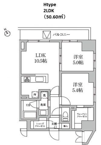 レジディア日本橋馬喰町II(2LDK/12階)の間取り写真