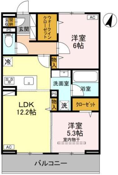 コアひばりヶ丘(2LDK/2階)の間取り写真