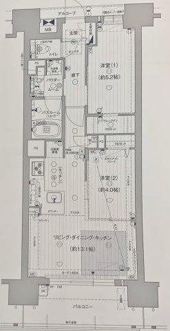 プレサンス ロジェ 名古屋駅ノース FRONT(2LDK/4階)の間取り写真