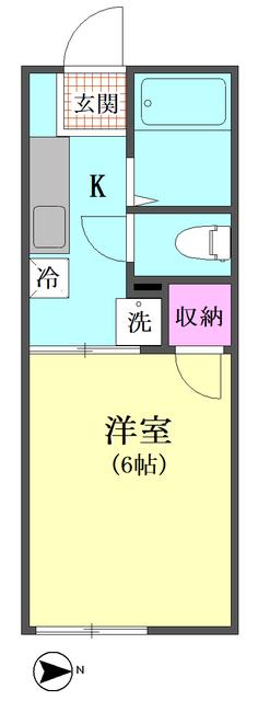 ファミーユ平和島(1K/1階)の間取り写真