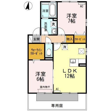 グラン・リーオ D棟(2LDK/1階)の間取り写真