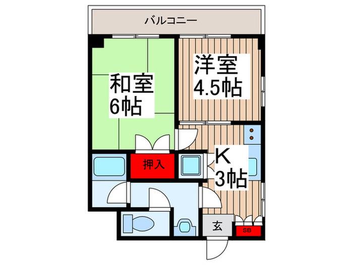 第1正五コーポ(2K/4階)の間取り写真