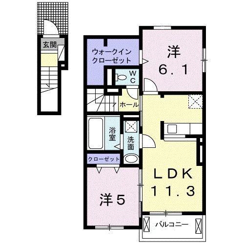 マニエラ II(2LDK/2階)の間取り写真