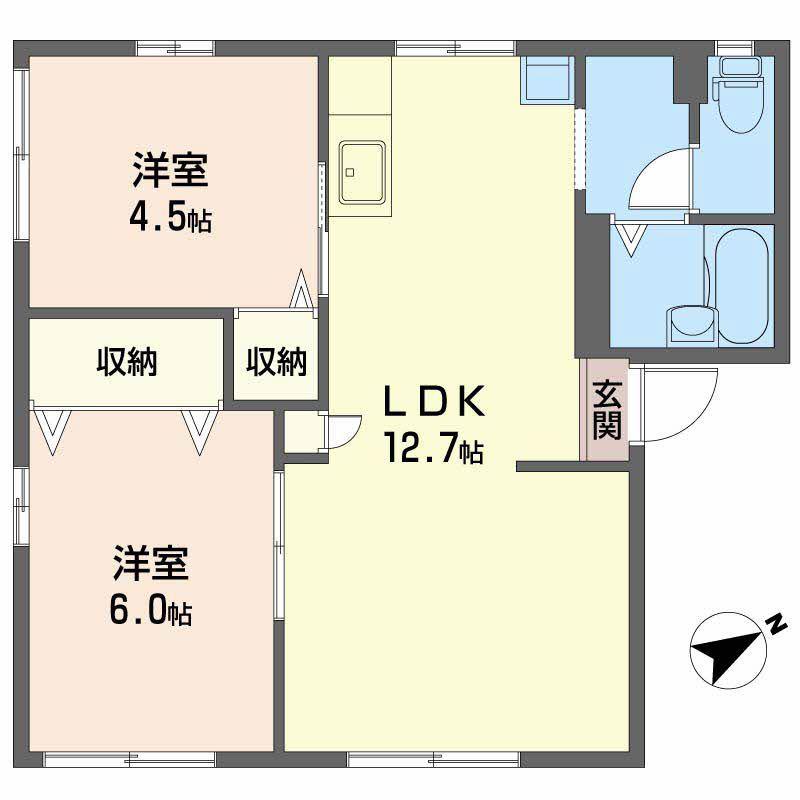 西原アパート(2LDK/2階)の間取り写真