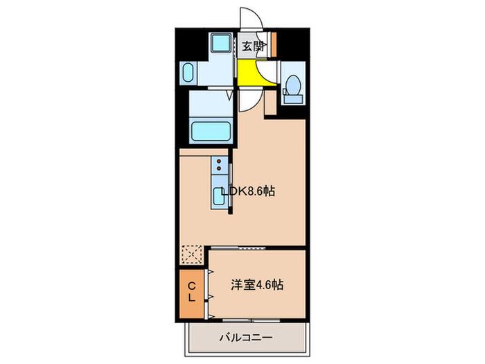 CAISSE 大橋(1LDK/4階)の間取り写真