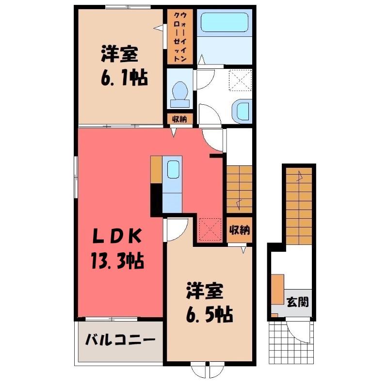 ハイウィローVI(2LDK/2階)の間取り写真