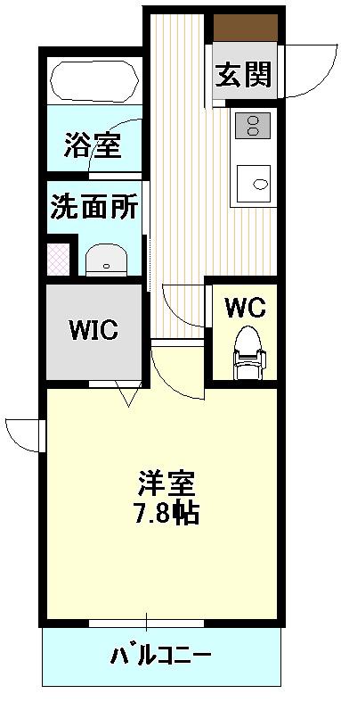 グリーンファームDX(1K/2階)の間取り写真