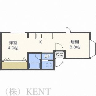 レッツリブ西野(1LDK/2階)の間取り写真