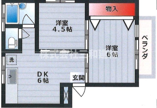 イーストビル(2DK/2階)の間取り写真