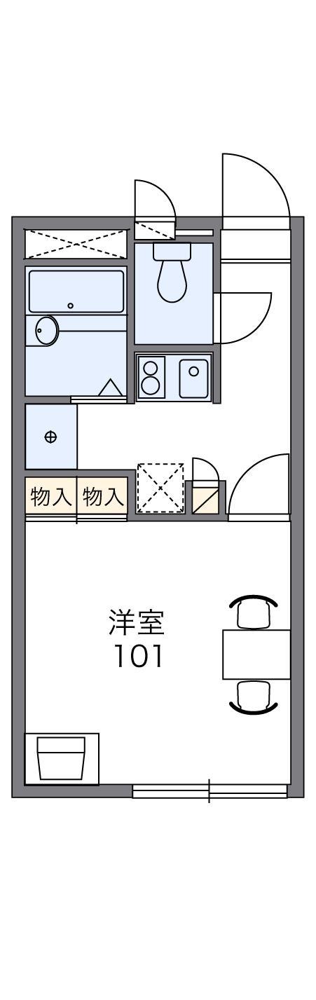 レオパレス楽来(1K/2階)の間取り写真