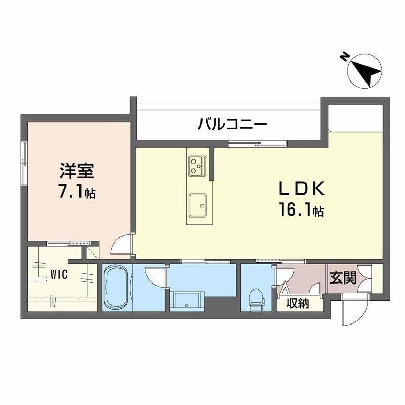 シャーメゾンマーレ竹下(1LDK/2階)の間取り写真