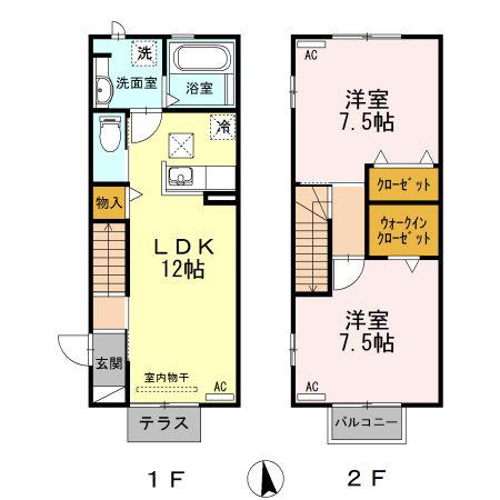 [エトワール][クレール]　【エトワール】(2LDK/1階)の間取り写真