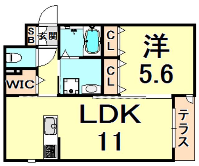 ヘーベルメゾン小松西町 西棟(1LDK/1階)の間取り写真