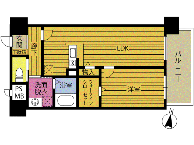 夢壱番館(1LDK/8階)の間取り写真