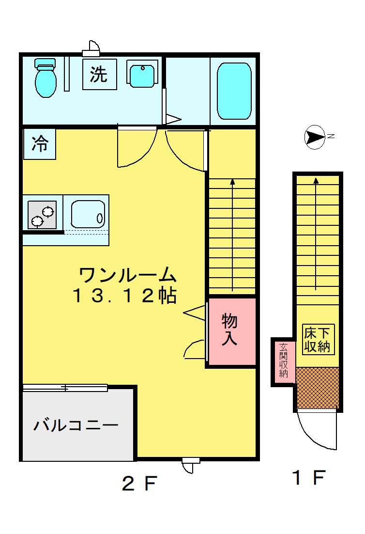 ルミエール秋津(ワンルーム/2階)の間取り写真