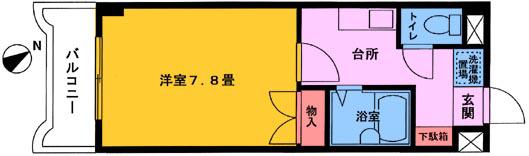コーポ山喜V(1K/4階)の間取り写真
