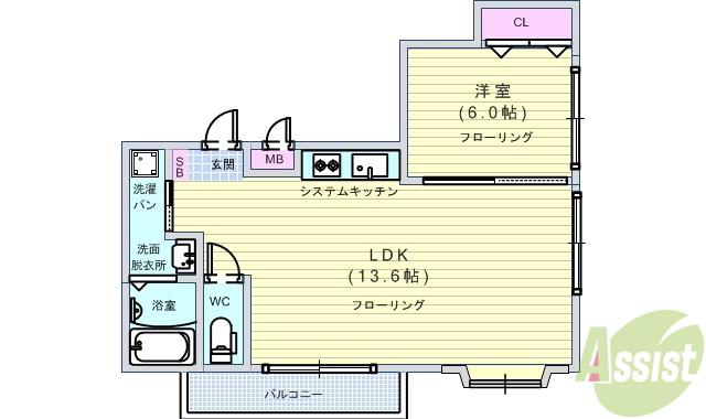 ヴェル・ドミール・プリオ(1LDK/3階)の間取り写真