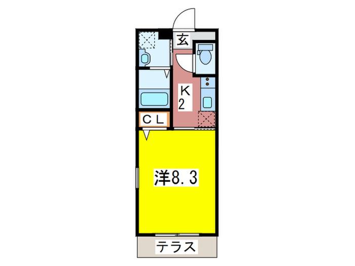 ベラコリーナ(1K/1階)の間取り写真