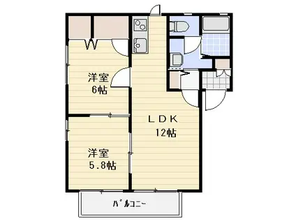 コスモ・グランデA棟(2LDK/1階)の間取り写真