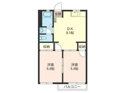 フレグランス西原(2DK/1階)の間取り写真